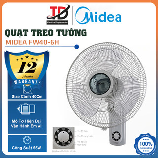 Quạt treo tường midea fw40-6h, 3 cánh 40cm, động cơ bạc thau, hàng chính hãng