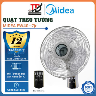 Quạt treo tường midea fw40-7jr, điều khiển từ xa, 3 cánh 40cm, hàng chính hãng