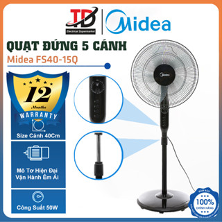Quạt Đứng Midea FS40-15Q, 5 Cánh 40Cm, Động Cơ Bạc Thau, Hàng Chính Hãng