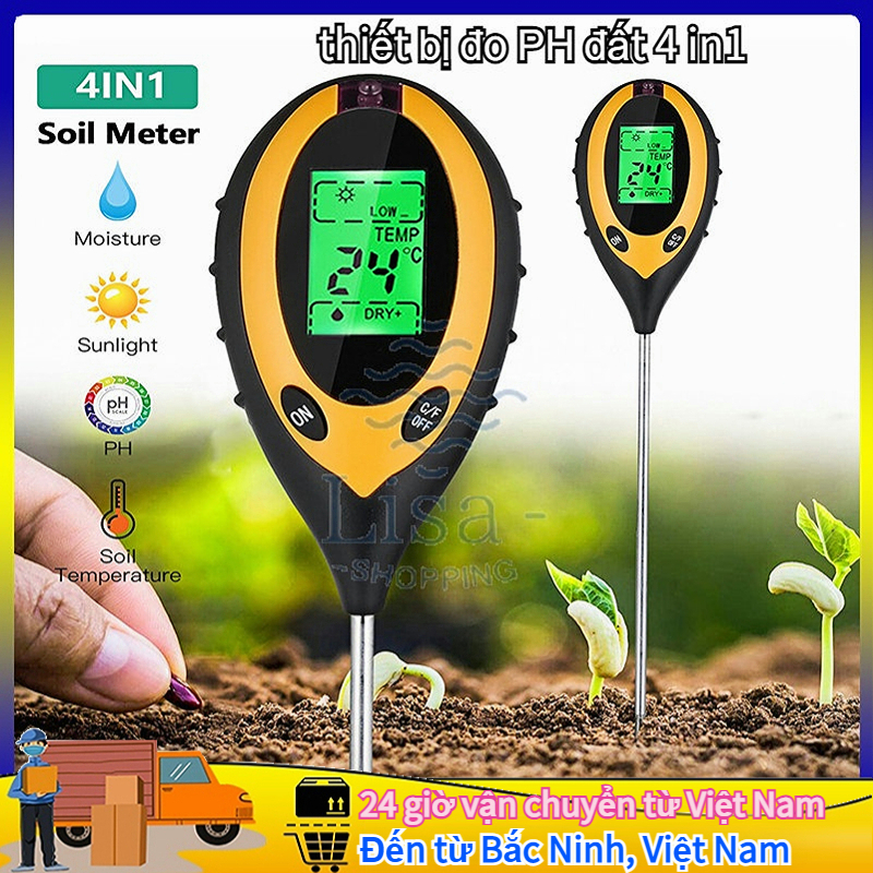 🥔Máy đo đất🥔 thiết bị đo PH đất 4 in1 (PH, độ ẩm, ánh sáng, nhiệt độ) máy đo đất chính xác cao