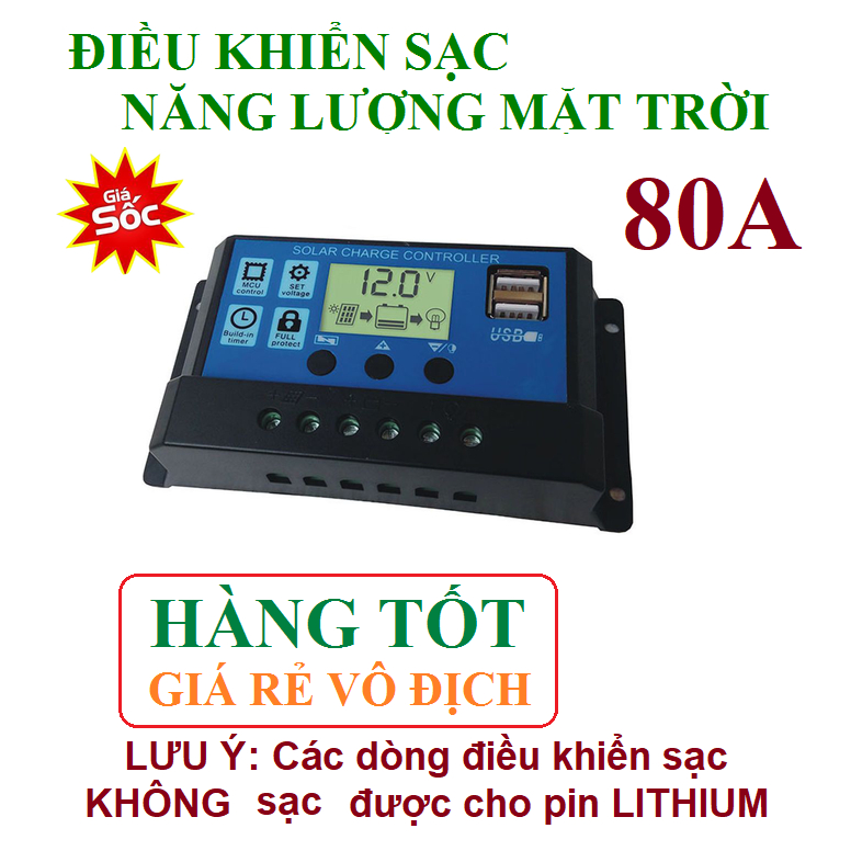 Điều khiển sạc năng lượng mặt trời 10A đến 100A