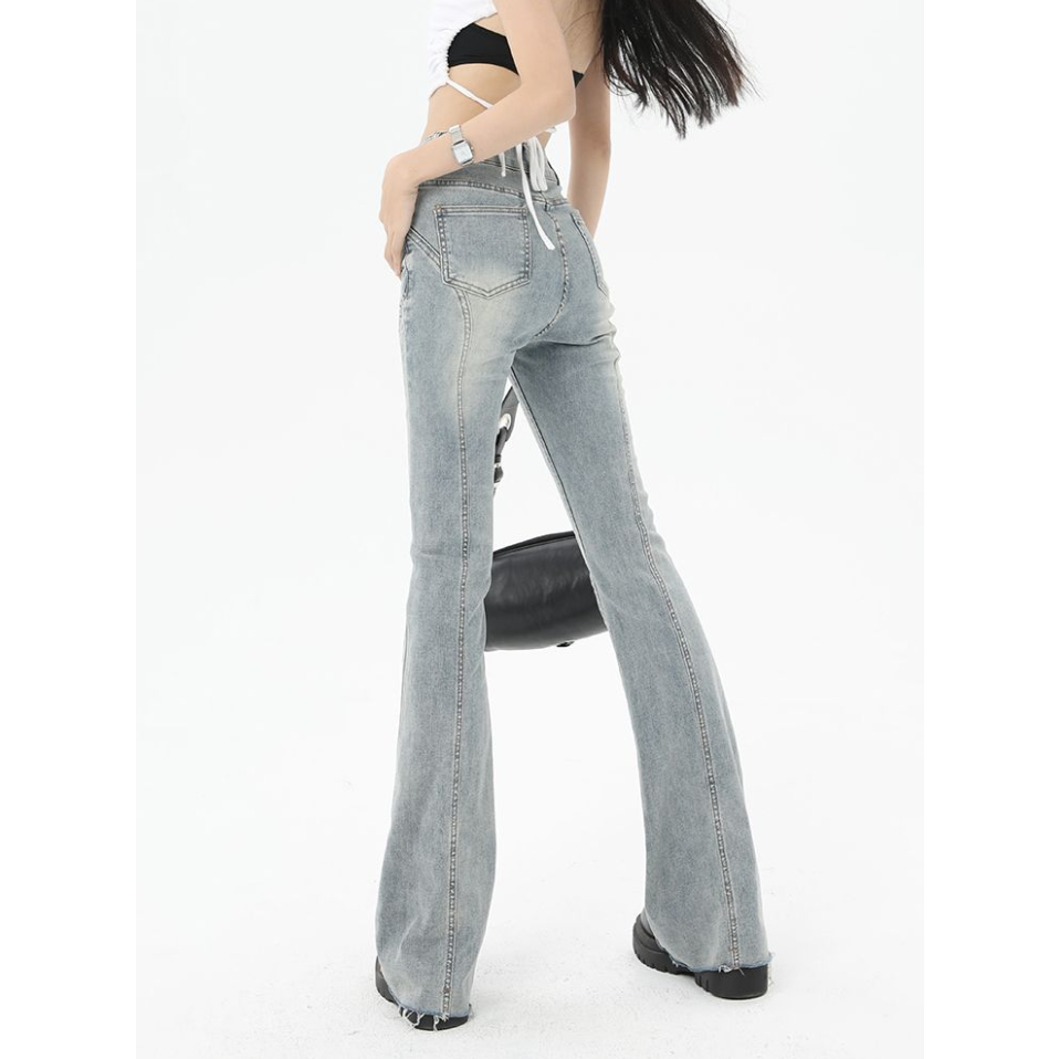 Quần jean retro quần ống rộng ống loe của Mỹ quần nữ quần nữ thời trang
