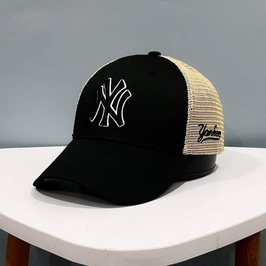 Nón lưỡi trai phối lưới MLB thêu logo NY hàng xuất dư cao cấp phong cách Hàn Quốc dành cho nam và nữ