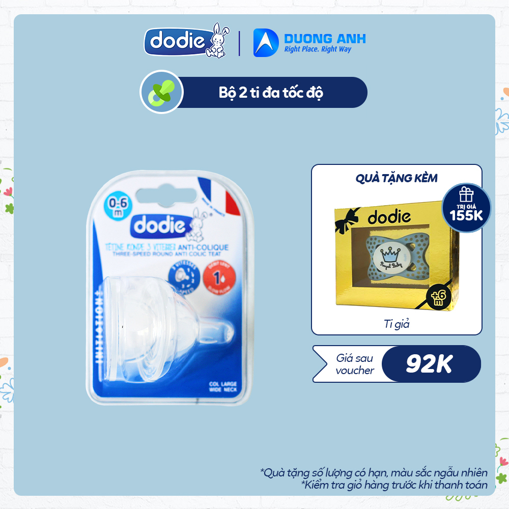 Bộ núm ti đa tốc độ Dodie cho bé từ 0 đến 6 tháng