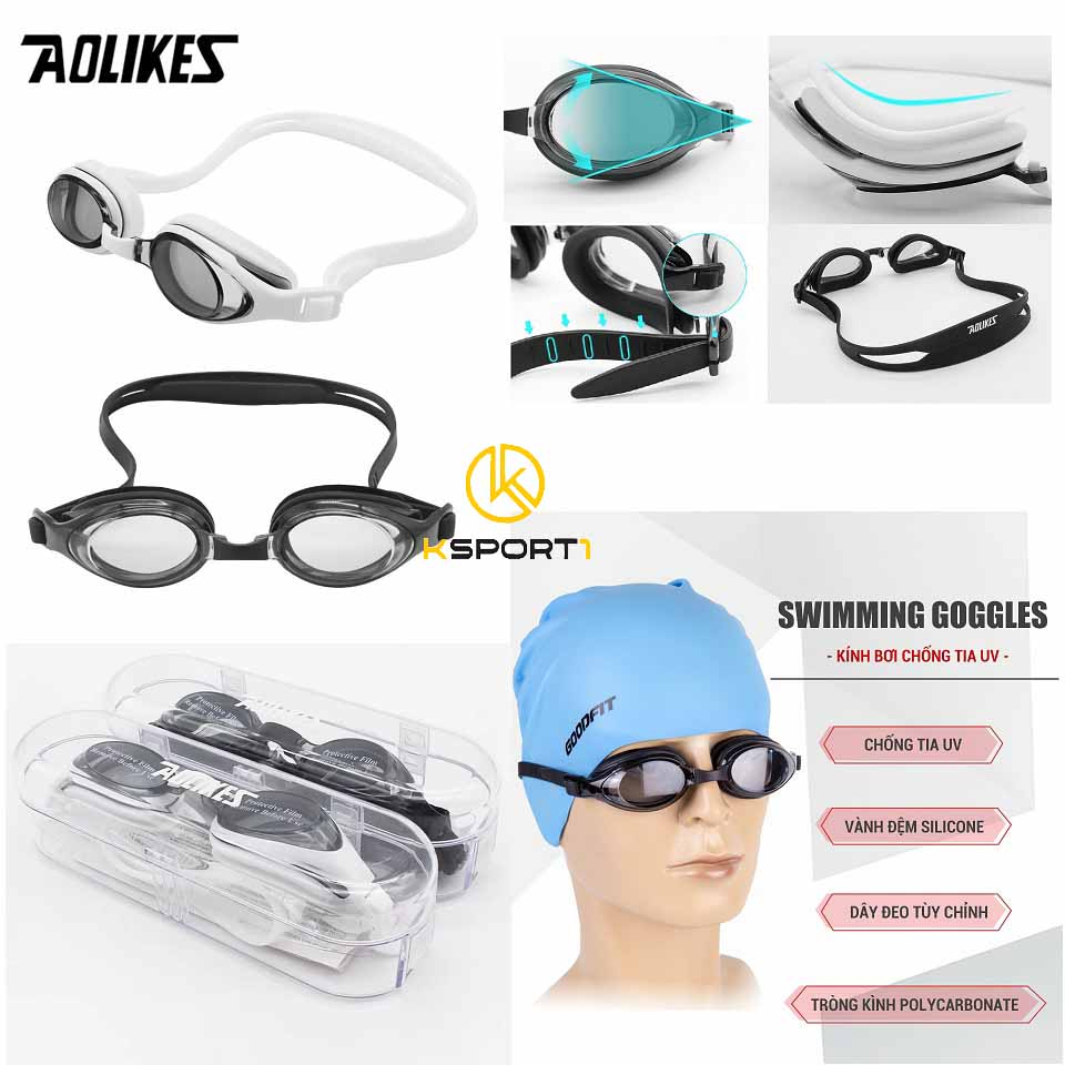 Kính bơi, kính bơi chống nước,chống mờ,chống tia UV Aolikes