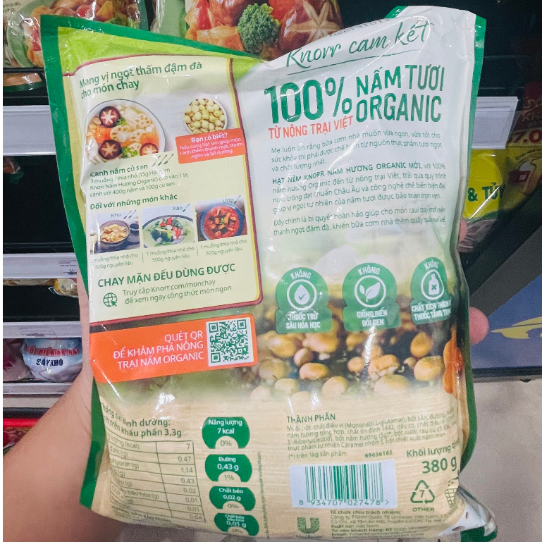 HẠT NÊM KNORR NẤM HƯƠNG ORGANIC 380G