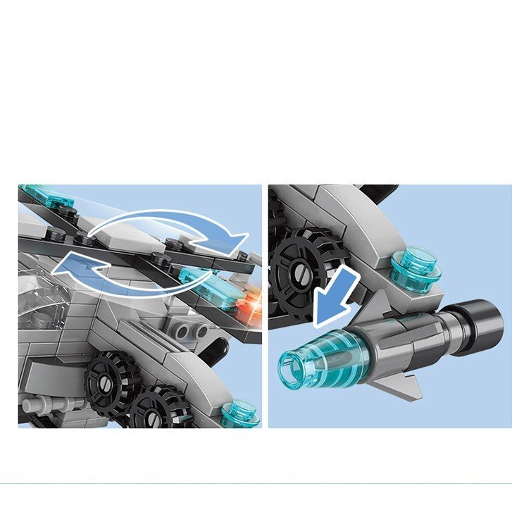 Đồ chơi lắp ráp LEGO máy bay trực thăng 6in1, lắp ghép mô hình tàu chiến hải quân 136 chi tiết