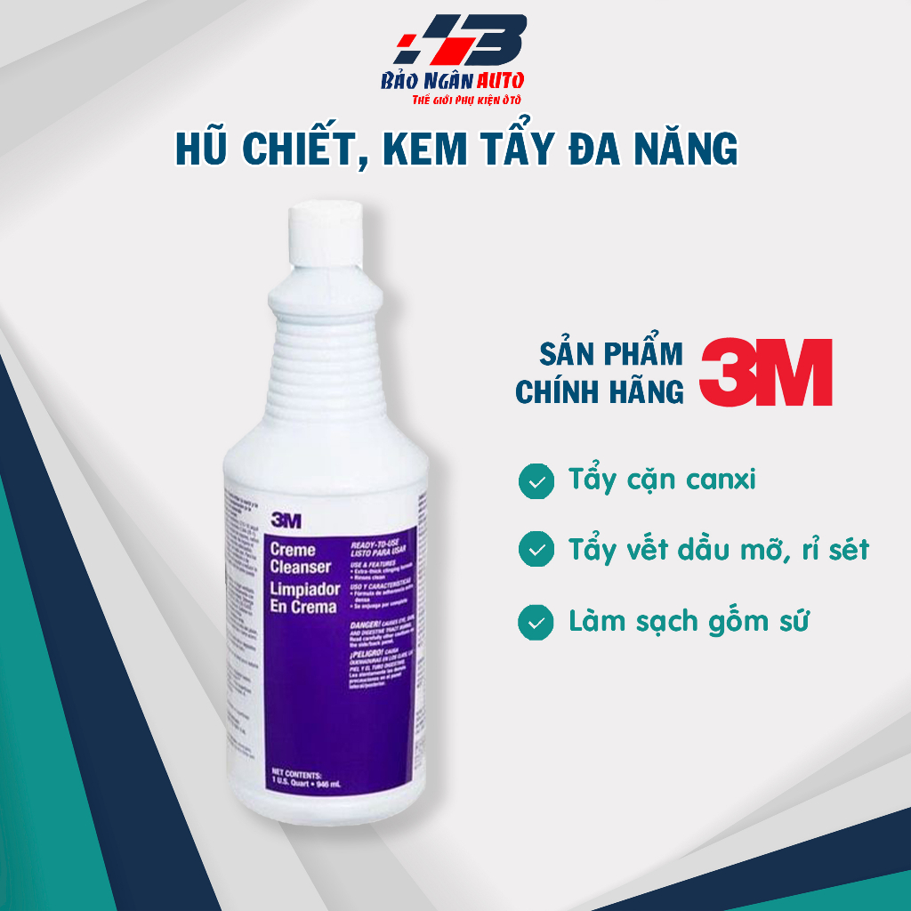 Kem tẩy đa năng , tẩy ố kính ô tô, cặn canxi , xà phòng , rỉ sét 100ML - 3M Creme Cleanser Limpiador En Crema