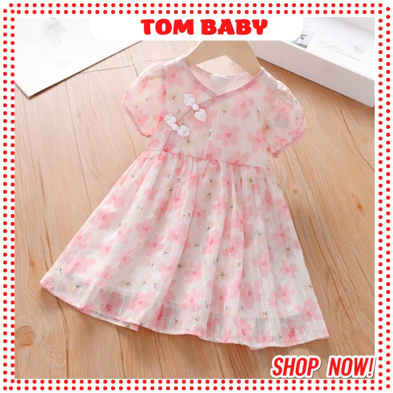 VÁY HOA KHUY TÀU MẶC HÈ DÀNH CHO BÉ GÁI 10-26KG