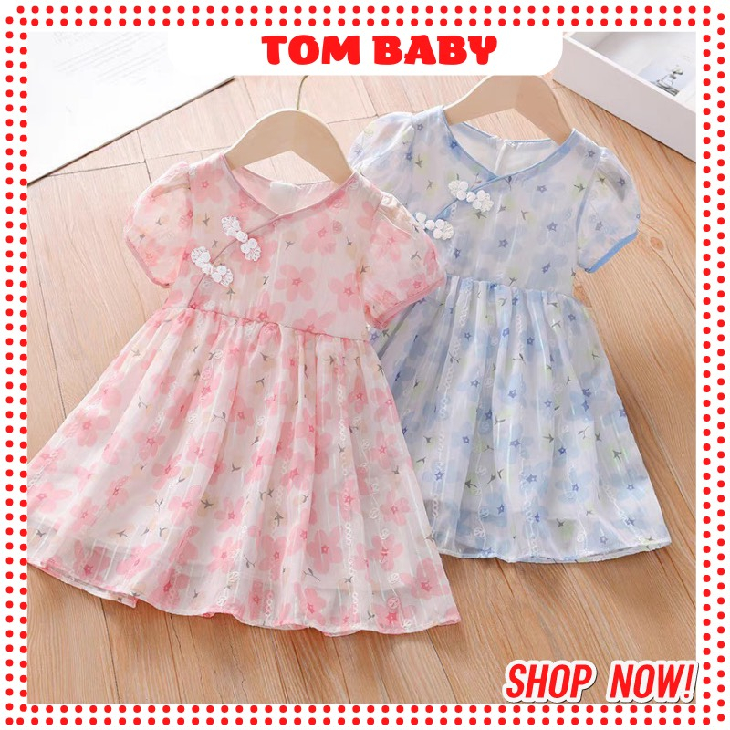 VÁY HOA KHUY TÀU MẶC HÈ DÀNH CHO BÉ GÁI 10-26KG