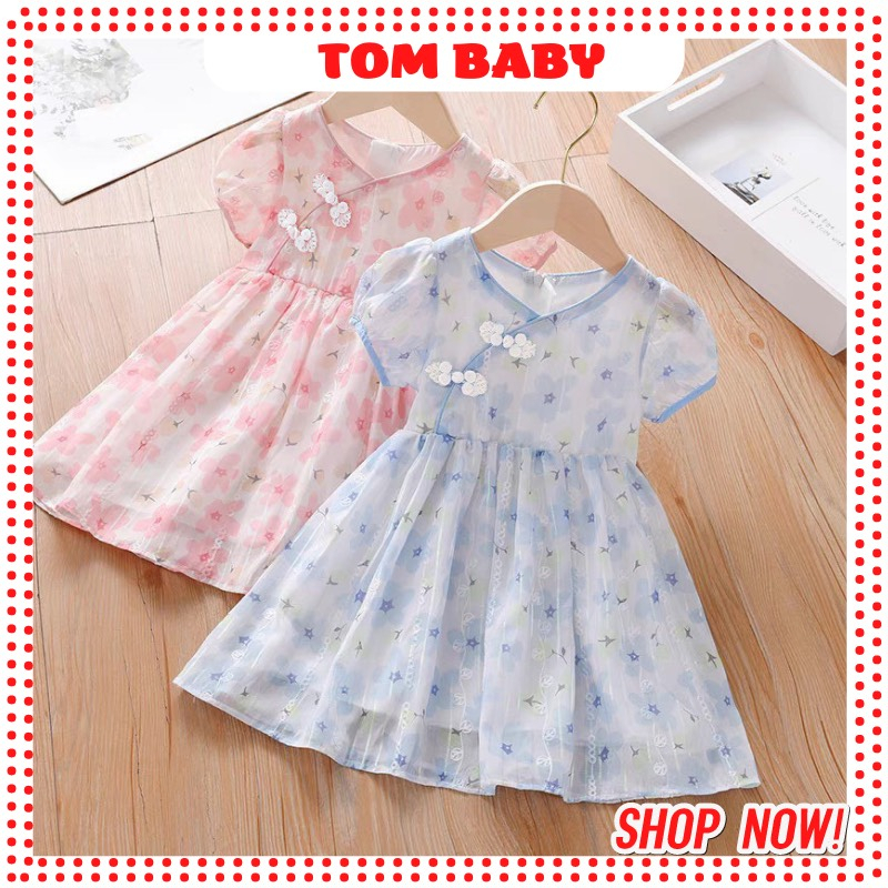 VÁY HOA KHUY TÀU MẶC HÈ DÀNH CHO BÉ GÁI 10-26KG