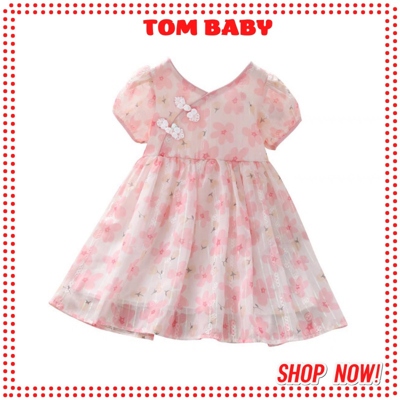 VÁY HOA KHUY TÀU MẶC HÈ DÀNH CHO BÉ GÁI 10-26KG