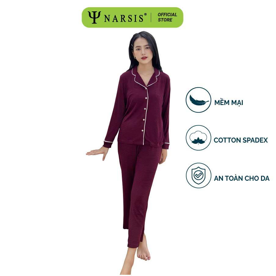 Bộ pijama dài tay nữ Narsis M2011 chất vải Cotton mềm mịn cao cấp mùa thu đông