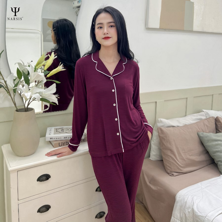 Bộ pijama dài tay nữ Narsis M2011 chất vải Cotton mềm mịn cao cấp mùa thu đông