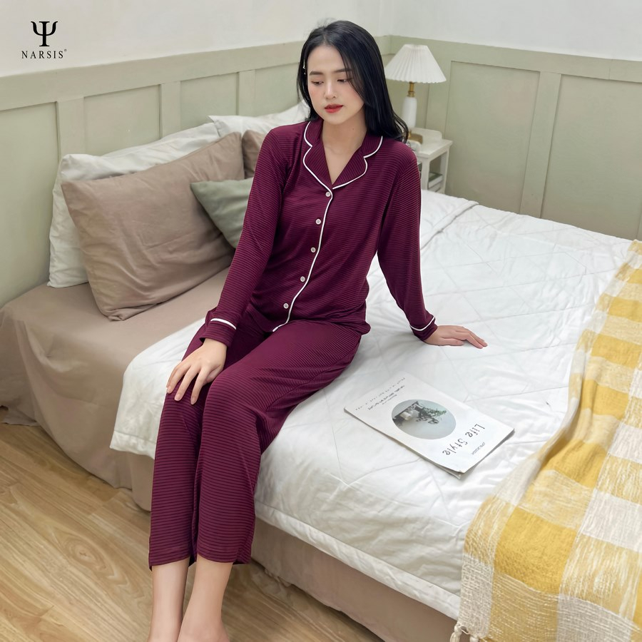 Bộ pijama dài tay nữ Narsis M2011 chất vải Cotton mềm mịn cao cấp mùa thu đông
