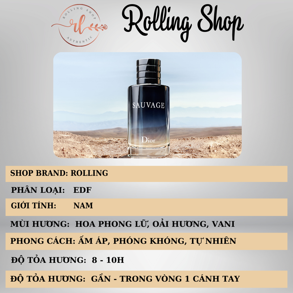 Nước Hoa Chiết Nam Dior Sauvage 10ml - Mùi Hương Nam Tính Mạnh Mẽ Cuốn Hút Cực Phẩm Cho Phái Mạnh - Rolling Shop