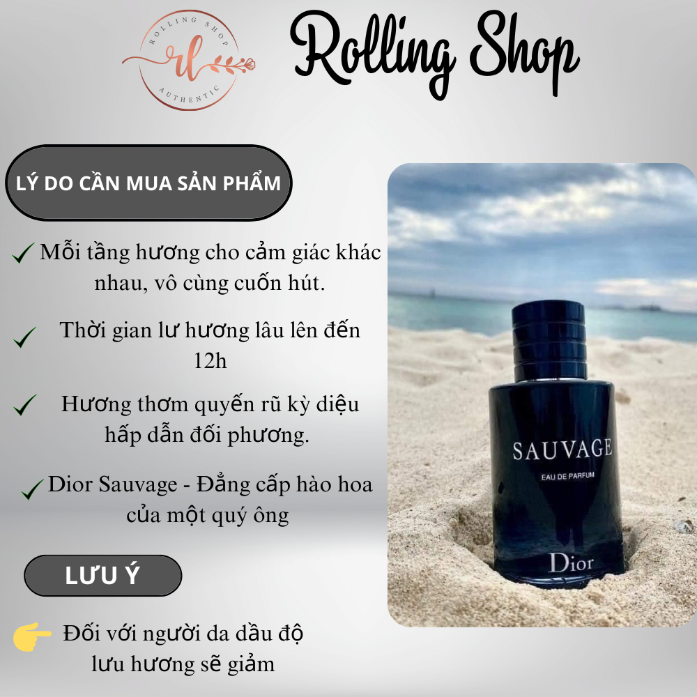 Nước Hoa Chiết Nam Dior Sauvage 10ml - Mùi Hương Nam Tính Mạnh Mẽ Cuốn Hút Cực Phẩm Cho Phái Mạnh - Rolling Shop