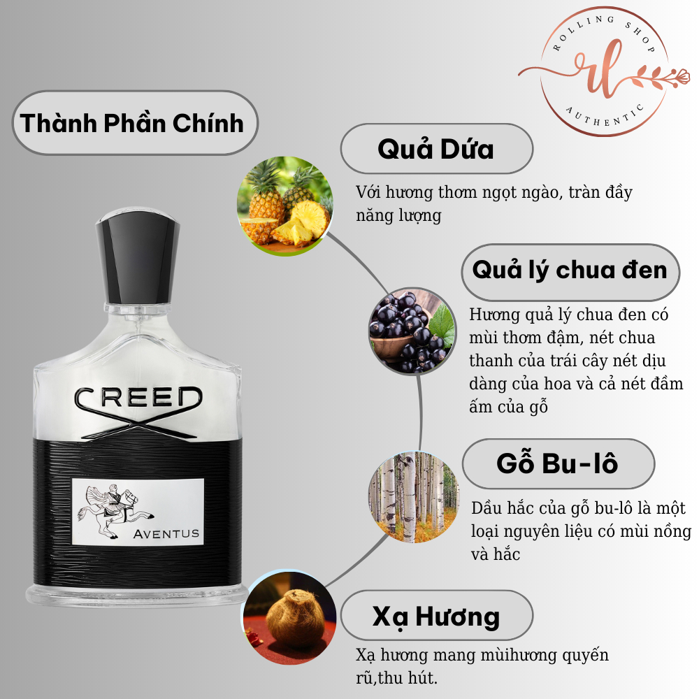 Nước hoa cao cấp chính hãng C.reed Aven.tus, dầu thơm nam body mẫu thử 100ml hương thơm nam tính cuốn hút - Rolling Shop