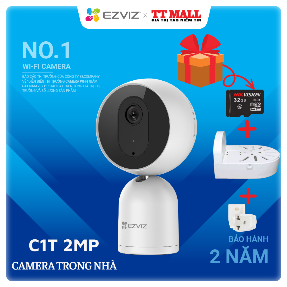 Camera WiFi Ezviz C1T 2MP 1080P - Đàm thoại 2 chiều - Hồng Ngoại Ban Đêm