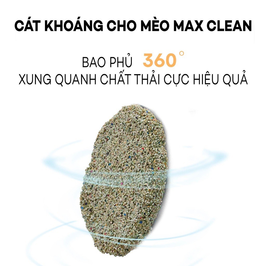 Cát vệ sinh, cát khoáng dùng cho khay vệ sinh, máy vệ sinh cho mèo 4Kg siêu vón không bụi - Max Clean