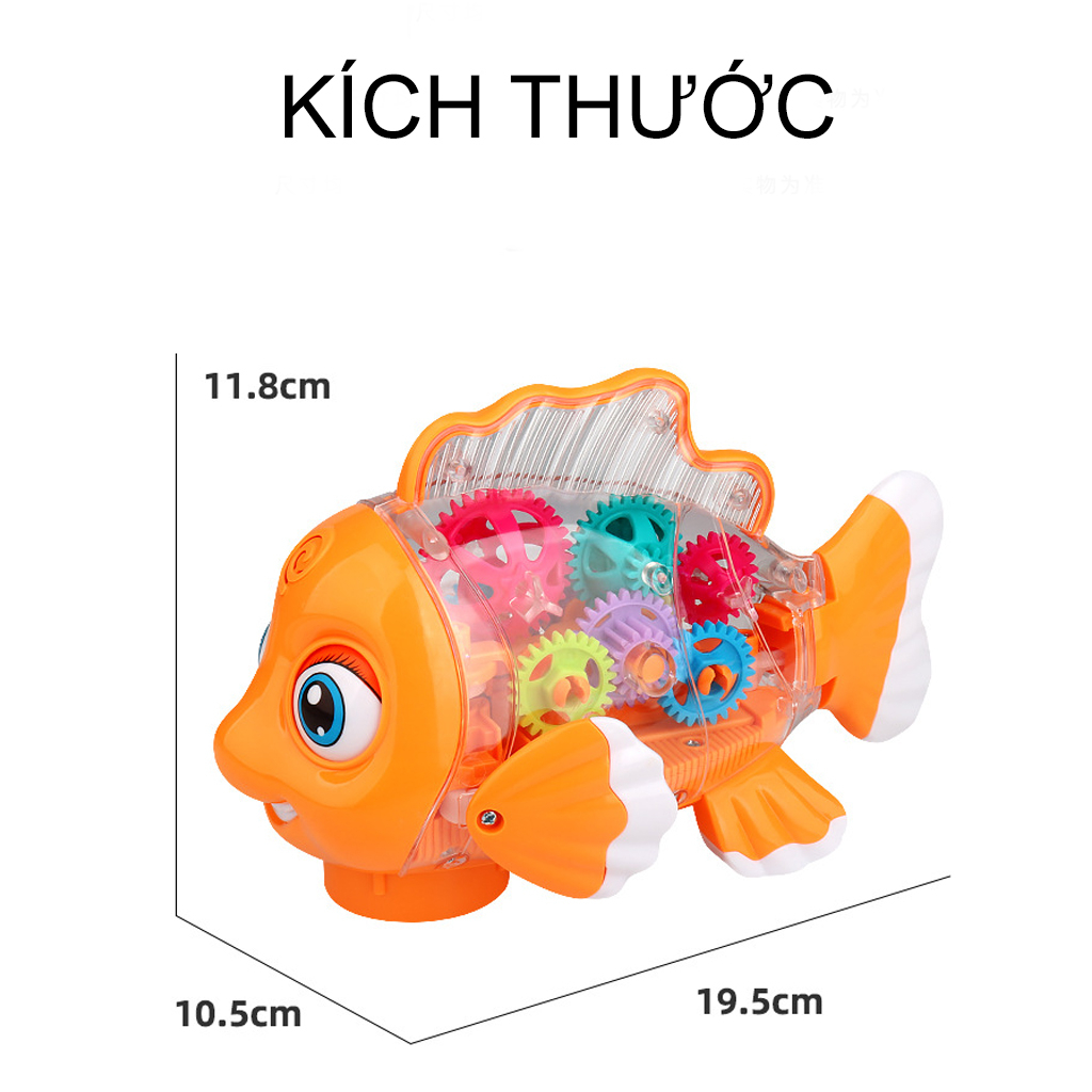 Đồ chơi cá vàng di chuyển tự động có đèn và nhạc cho bé