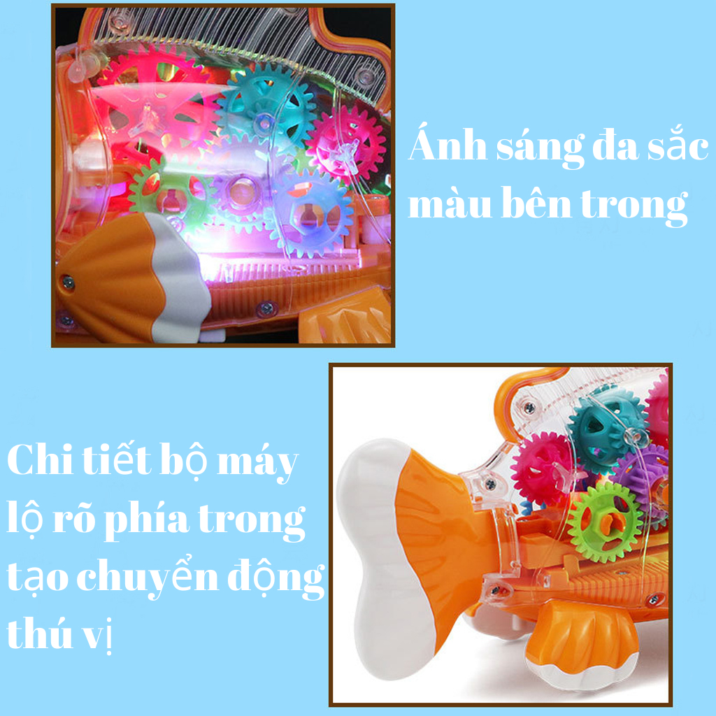 Đồ chơi cá vàng di chuyển tự động có đèn và nhạc cho bé