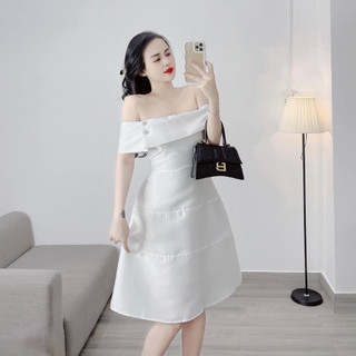 Đầm bigsize trễ vai sexy kèm tag đá tạo điểm nổi bật ( Thời trang Vicky G - Anitagreen ) HN0423