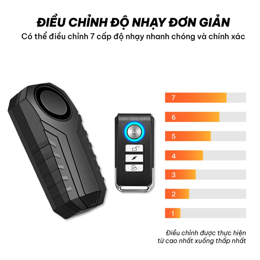 Chuông báo động chống trộm xe máy thông minh CTFAST-SP22R,cảm biến tích hợp điều khiển từ xa hỗ trợ tìm xe - Hàng loại 1