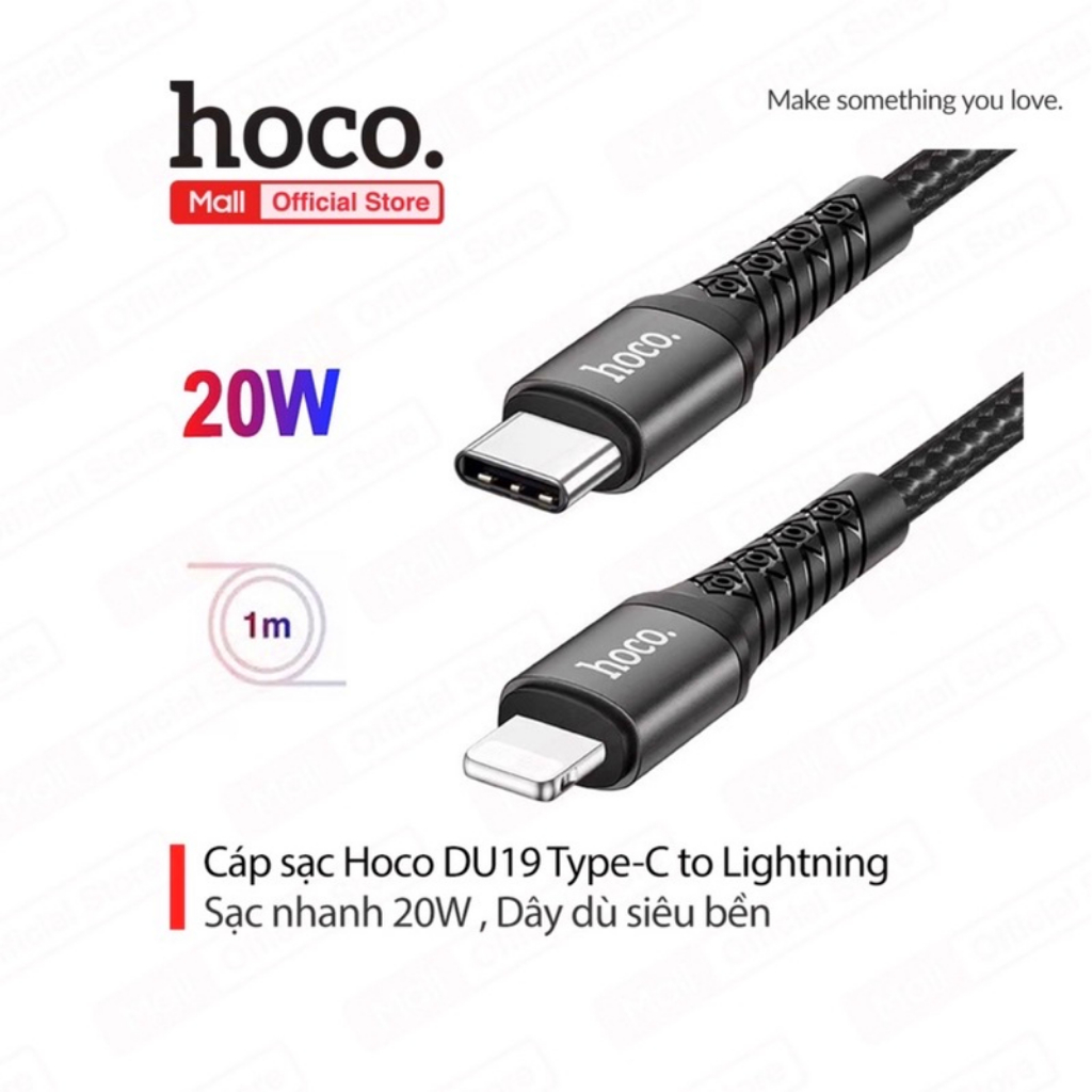 Cáp sạc DU19 sạc nhanh PD20W dây dù cao cấp cho X 11 pro max 12 pro max 13 pro max 14 pro max dài 1M