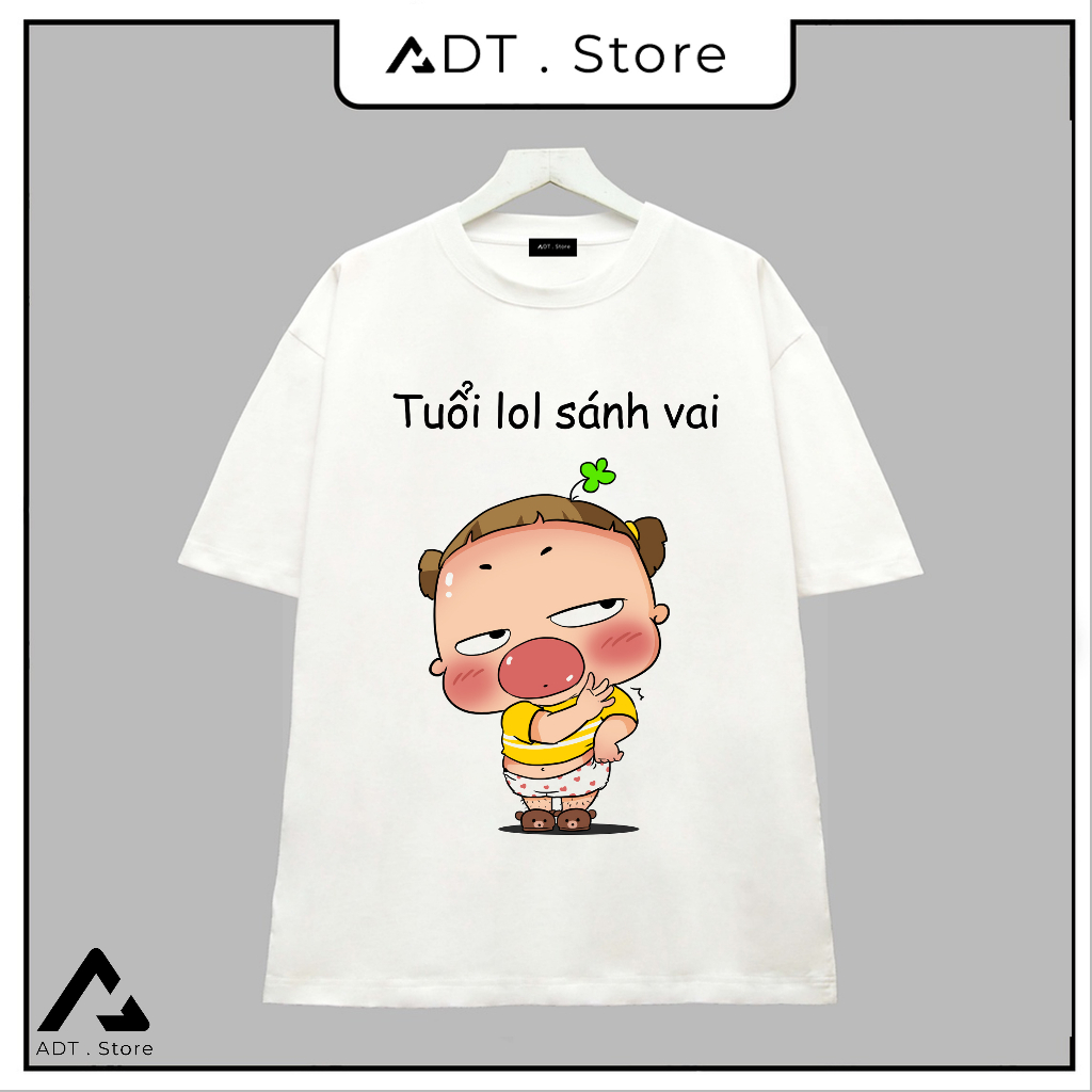BST Áo Thun Unisex Áo quỳnh Aka Mẫu hình Meme   - Áo Trắng chất thun thoáng mát