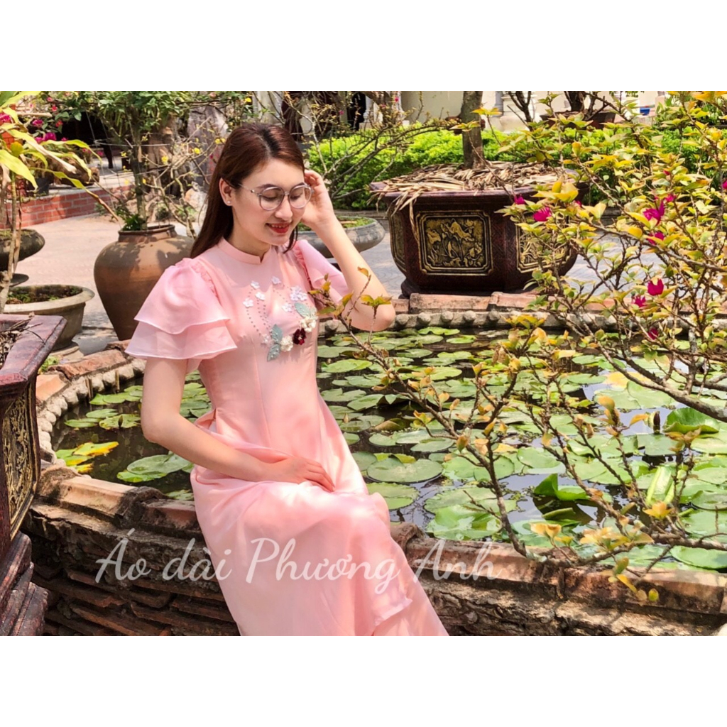 Áo dài cách tân màu hồng đẹp, áo dài bê tráp