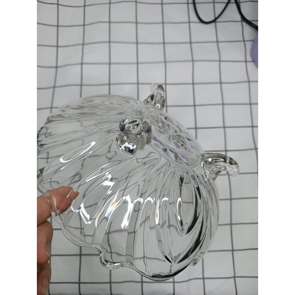 Đĩa thủy tinh 3 chân chất liệu thủy tinh cao cấp ,dùng trưng bày hoa quả , bánh kẹo...đường kính 24cm TRENDS HOUSE