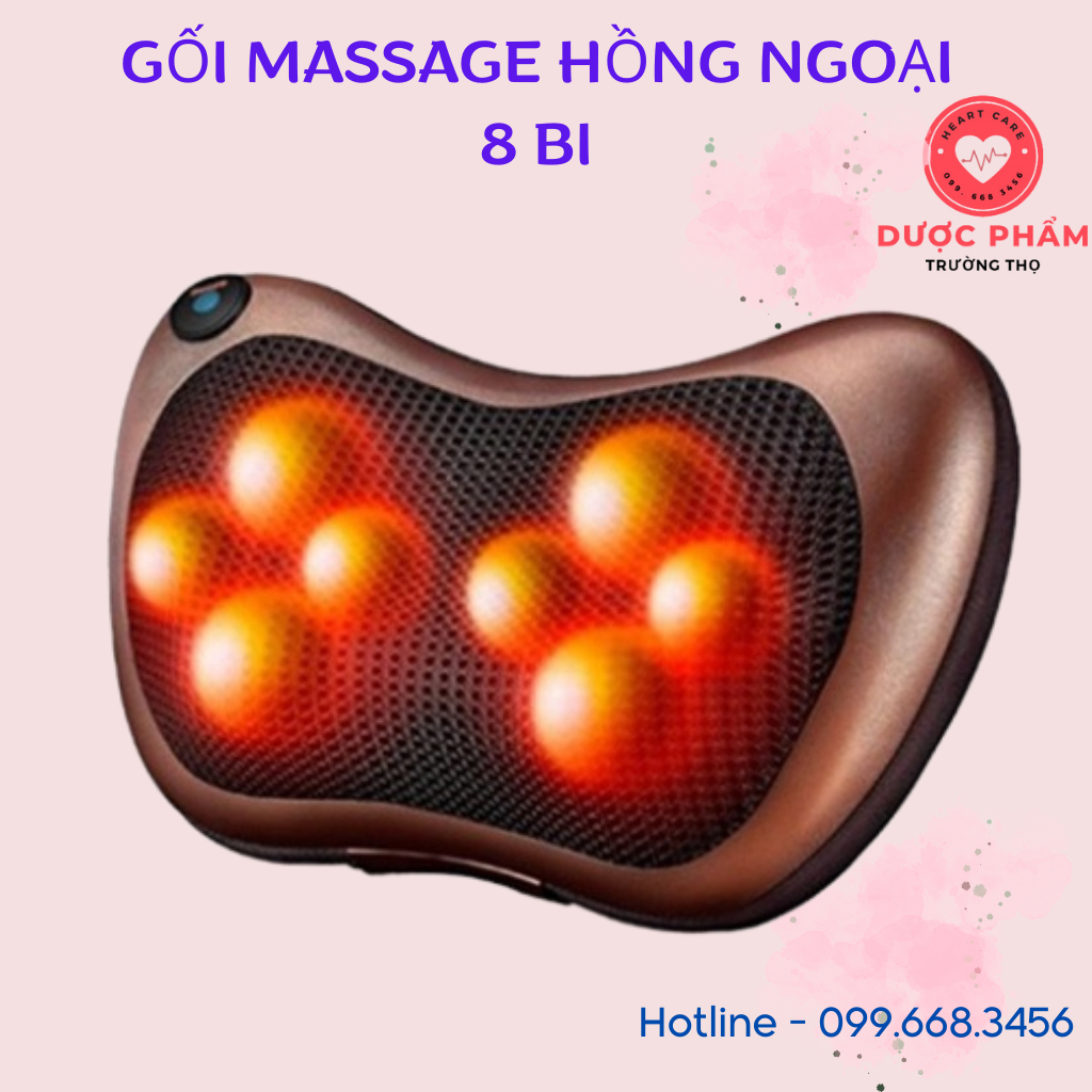 Gối massage hồng ngoại 8 bi 2 chiều cao cấp, gối mát xa cổ vai gáy chính hãng công nghệ Nhật Bản , Gối massage trên ô tô
