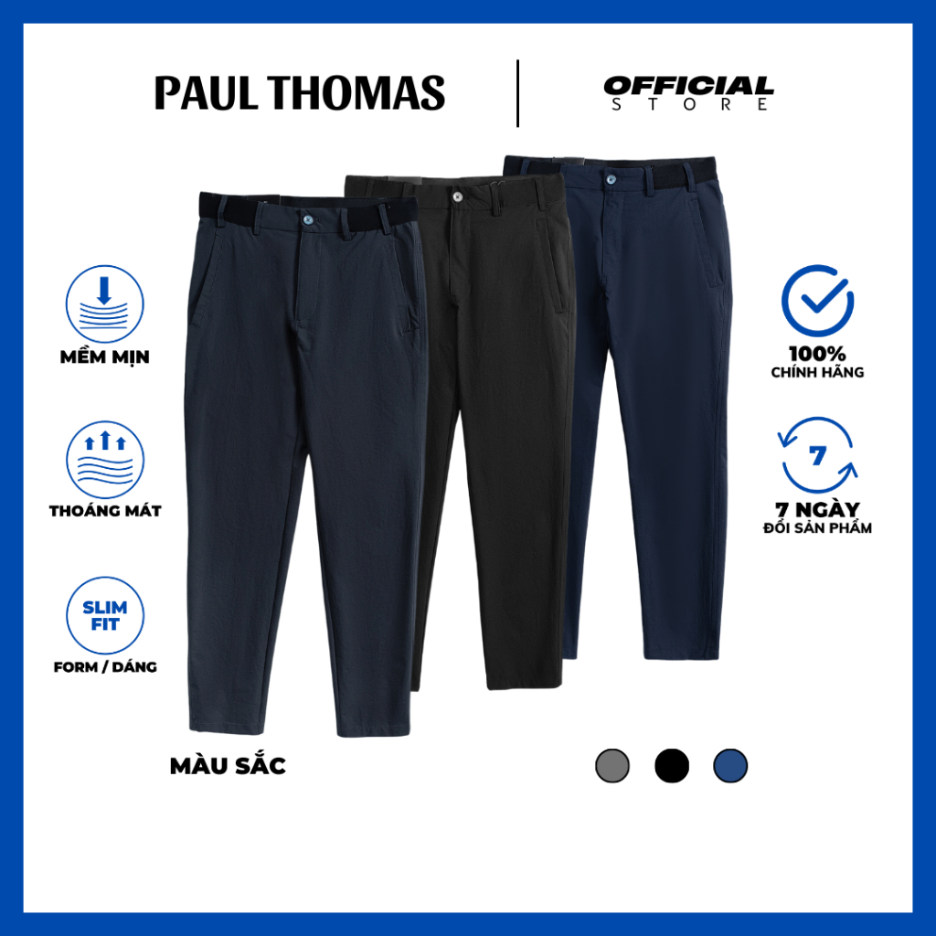 QUẦN DÀI NAM VẢI TRICOT DÒNG ĐÁNH GOLF THỂ THAO, CHẤT VẢI MỀM NHẸ, KO BÍ MỒ HÔI - PAUL THOMAS