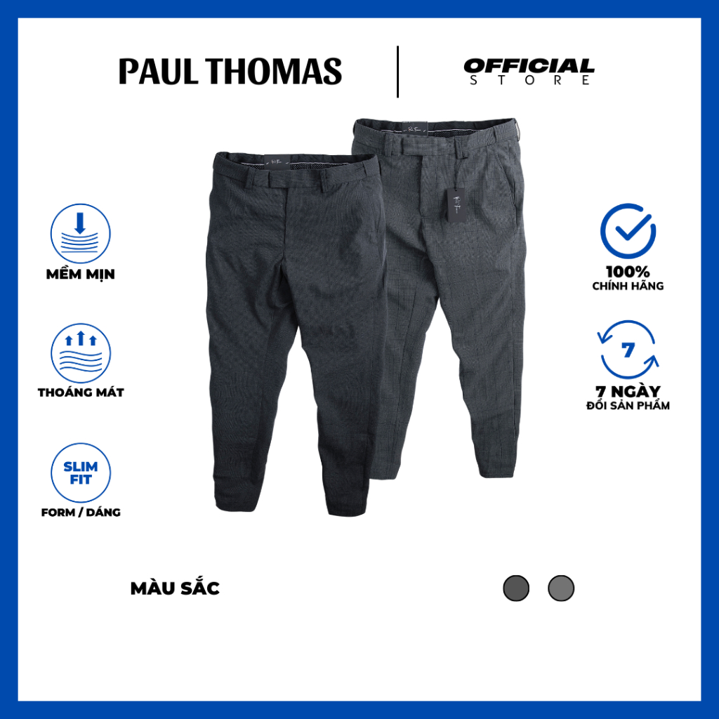 QUẦN ÂU CÔNG SỞ NAM CAO CẤP, CẠP CHUN, VÂN KẺ LỊCH LÃM, HÀNG CHÍNH HÃNG - PAUL THOMAS