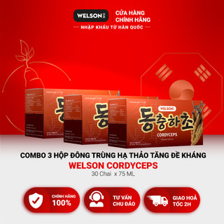 Combo 3 hộp đông trùng hạ thảo tăng đề kháng Welson Cordyceps 30 chai x 75ml