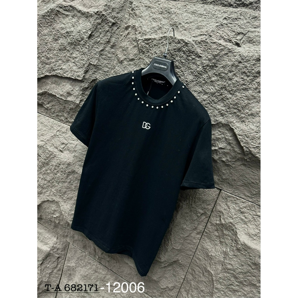 Áo Thun Cotton Đính Đá Thêu Chữ Dg Trẻ Trung Mẫu Mới Nhất Hè 2023 Cho Nam Nữ