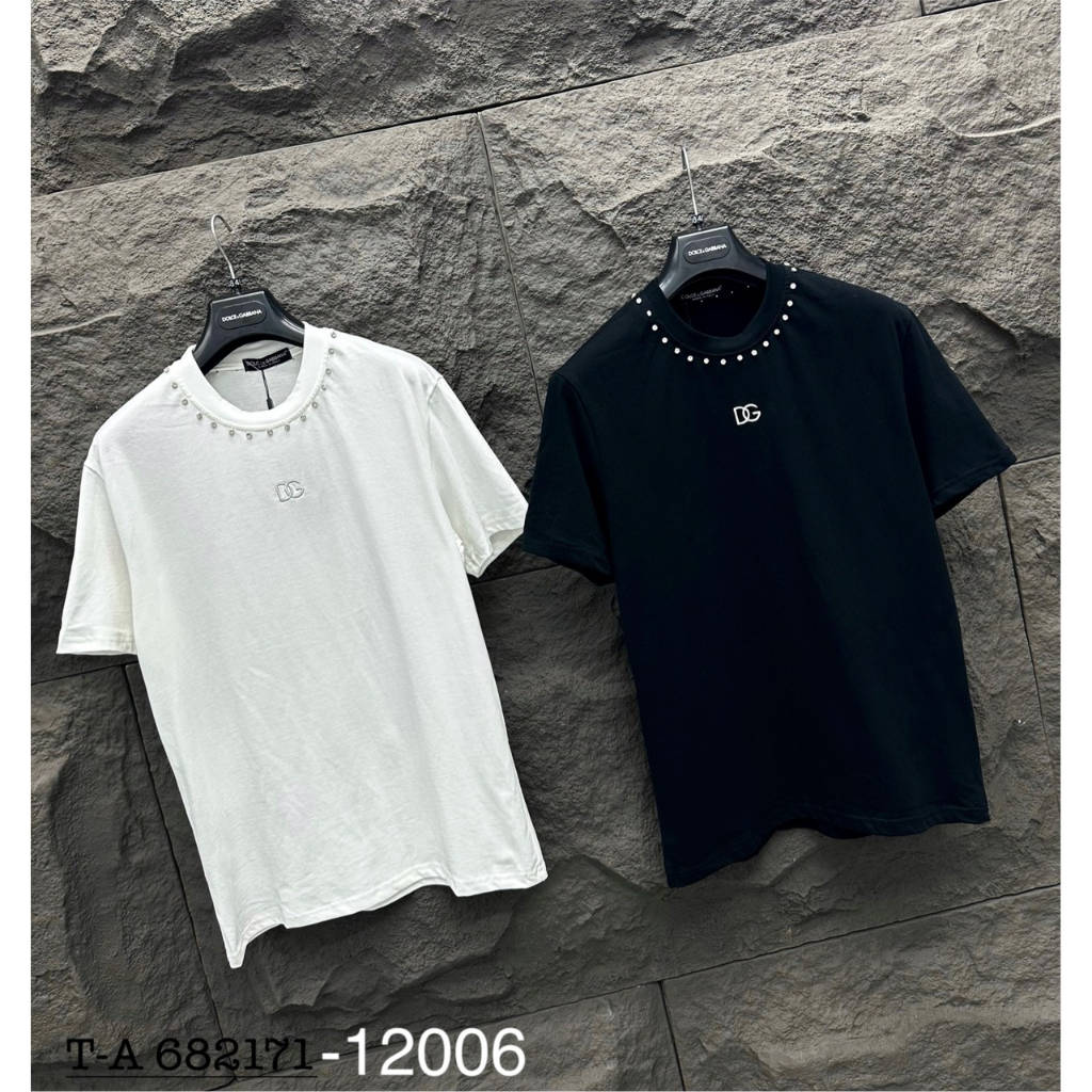 Áo Thun Cotton Đính Đá Thêu Chữ Dg Trẻ Trung Mẫu Mới Nhất Hè 2023 Cho Nam Nữ