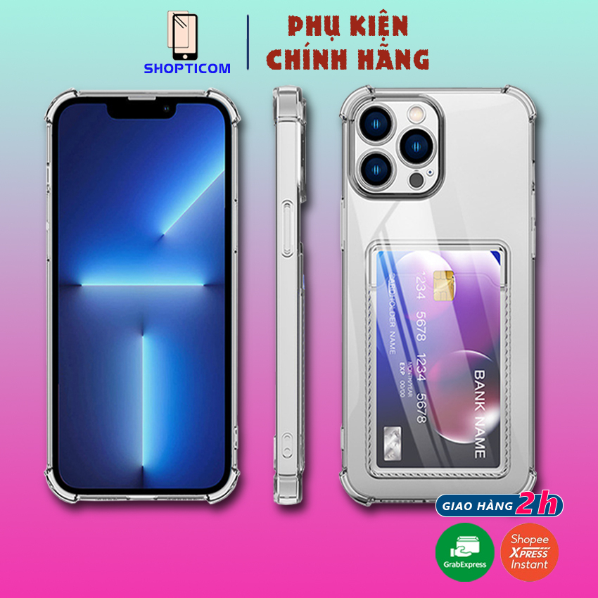 Ốp lưng iphone chống sốc 6 7 8plus x xs 11 11 ProMax 12 12promax 13 13 promax 14 14plus 14 promax S P có ngăn đựng thẻ