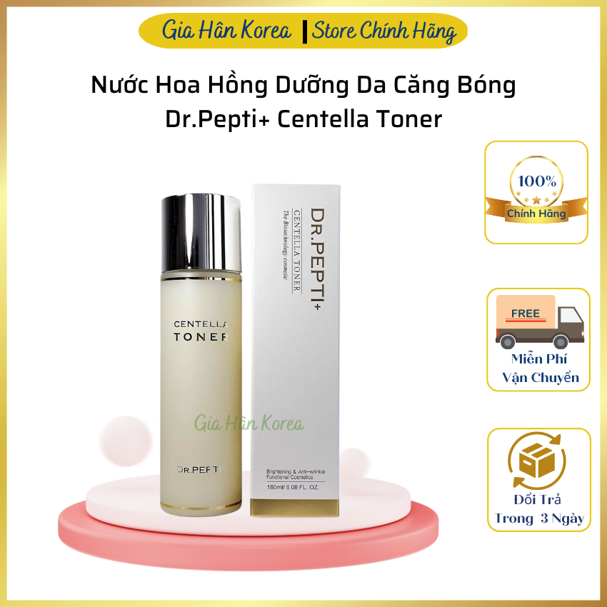 Nước Hoa Hồng Dưỡng Da Dr.Pepti+ Centella Toner Hàn Quốc Lọ 180ml, Giúp Se Khít Lỗ Chân Lông, Da Căng Bóng