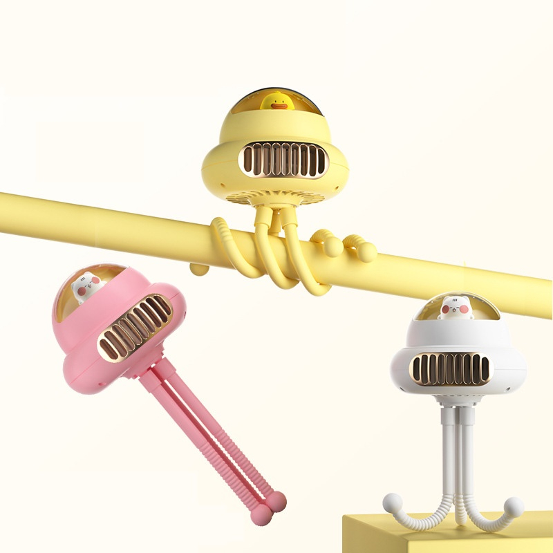 Quạt mini di động không cánh hình bạch tuộc gắn xe đẩy em bé, Bảo hành 12 tháng
