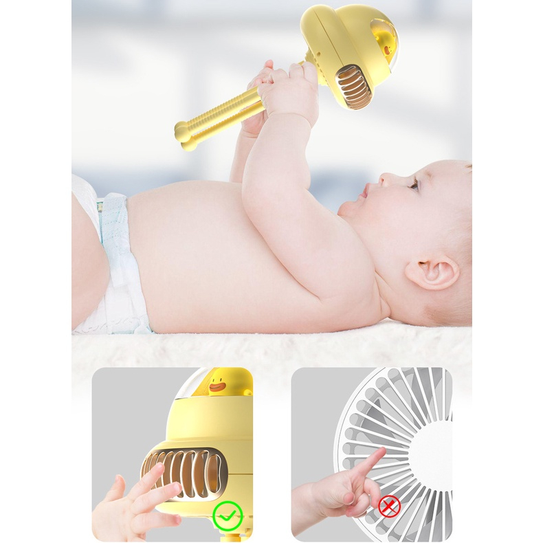 Quạt mini di động không cánh hình bạch tuộc gắn xe đẩy em bé, Bảo hành 12 tháng