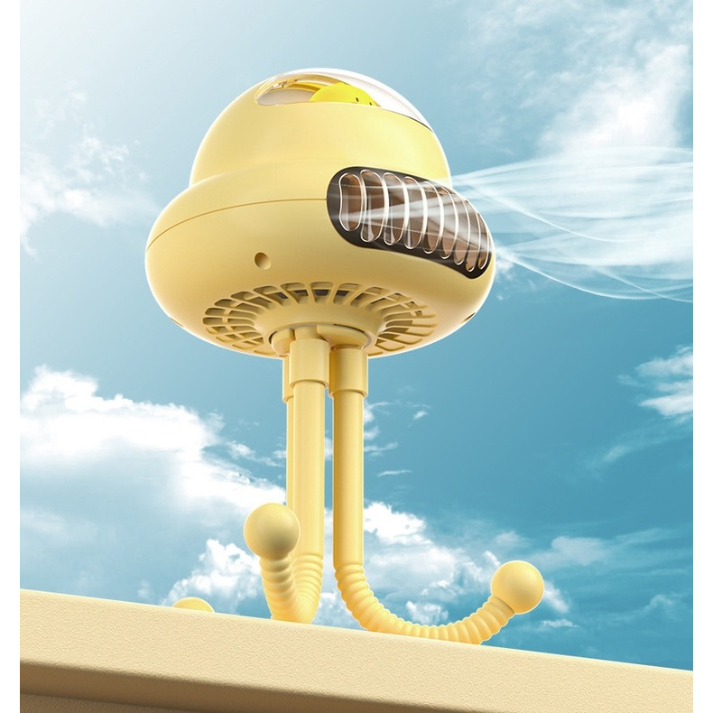 Quạt mini di động không cánh hình bạch tuộc gắn xe đẩy em bé, Bảo hành 12 tháng