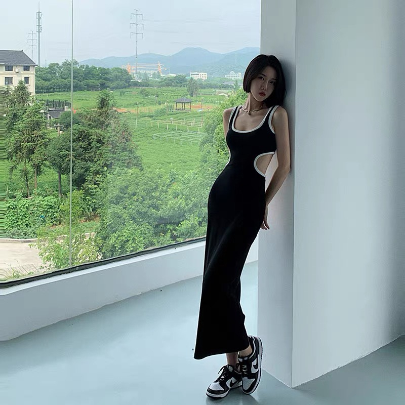 Đầm Body Viền Phối Tạo Kiểu Khoét 2 Bên Eo Sexy Dễ Thương Phong Cách Hàn Quốc -D40