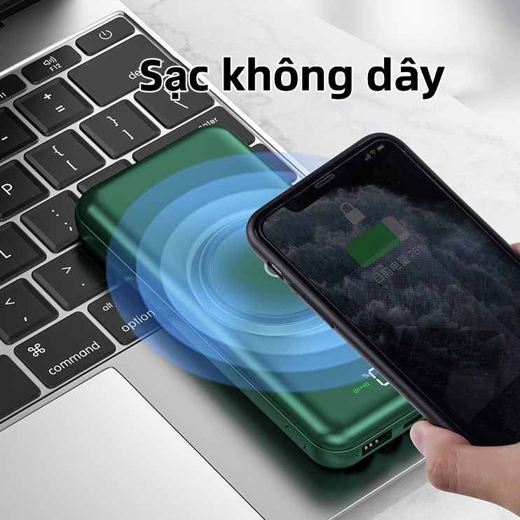 Sạc dự phòng Powerbank 50000mAh Cáp Powerbank không dây chính hãng Không dây gốc 4 cáp Màn hình LED di động