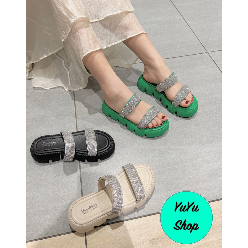 Dép quai ngang đính đá nhà YuYu