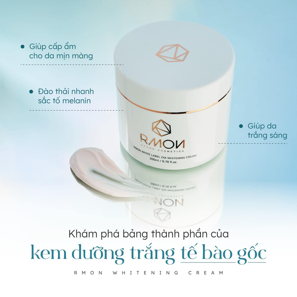 Kem dưỡng trắng da body Rmon White Label Dia Whitening Cream 200ml, da sáng đều màu trắng hồng tự nhiên, luhacosmetics