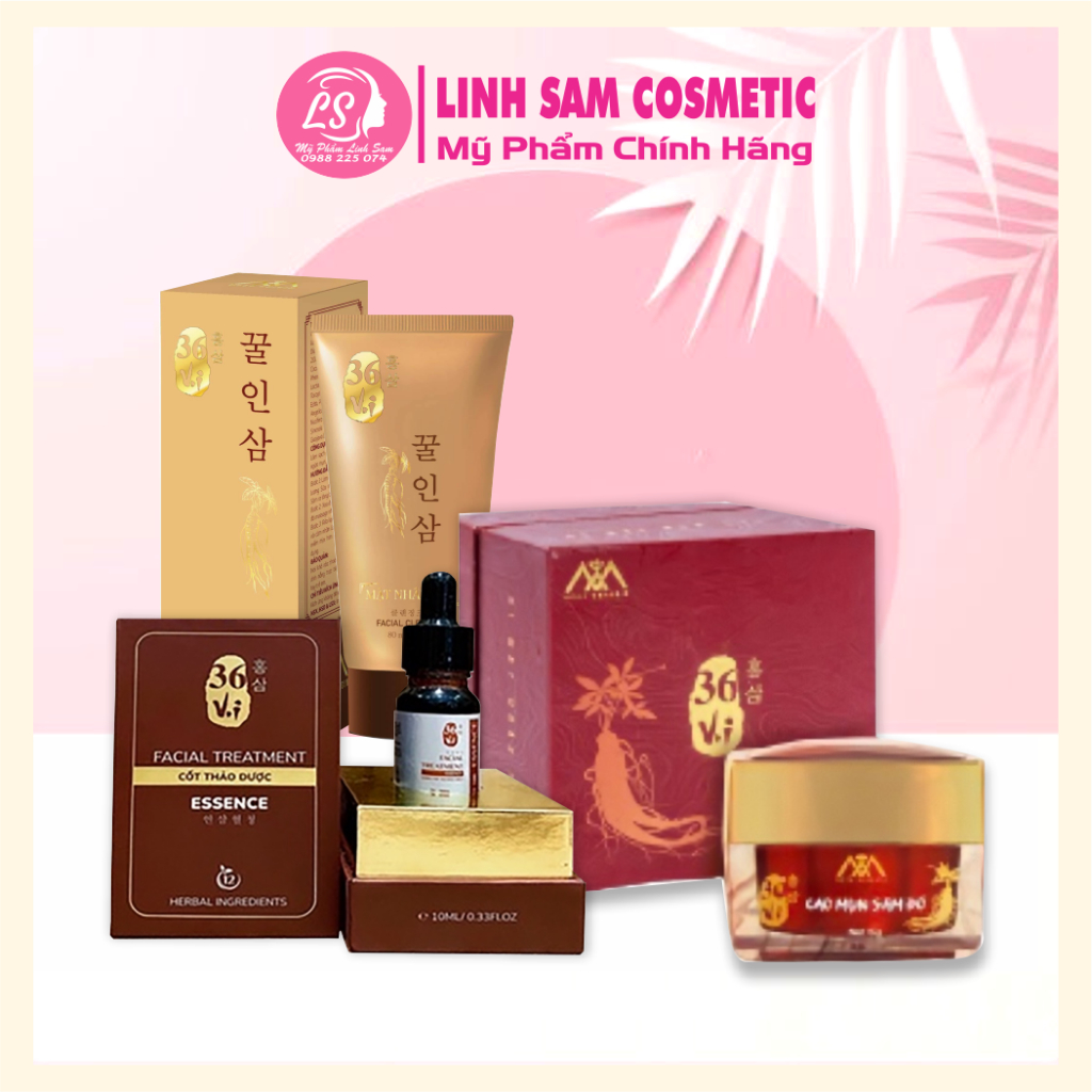 Combo Cao Mụn Sâm Đỏ 36 Vị + Sữa Rửa Mặt Đông Y Mật Nhân Sâm + Cốt Huyết Thanh 36 Vị