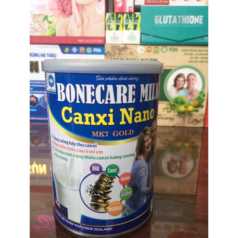 Sữa Bột Bonecare Milk Canxi Nano Mk7 Gold hộp 400gram sữa phát triển chiều cao, loãng xương, xốp xương