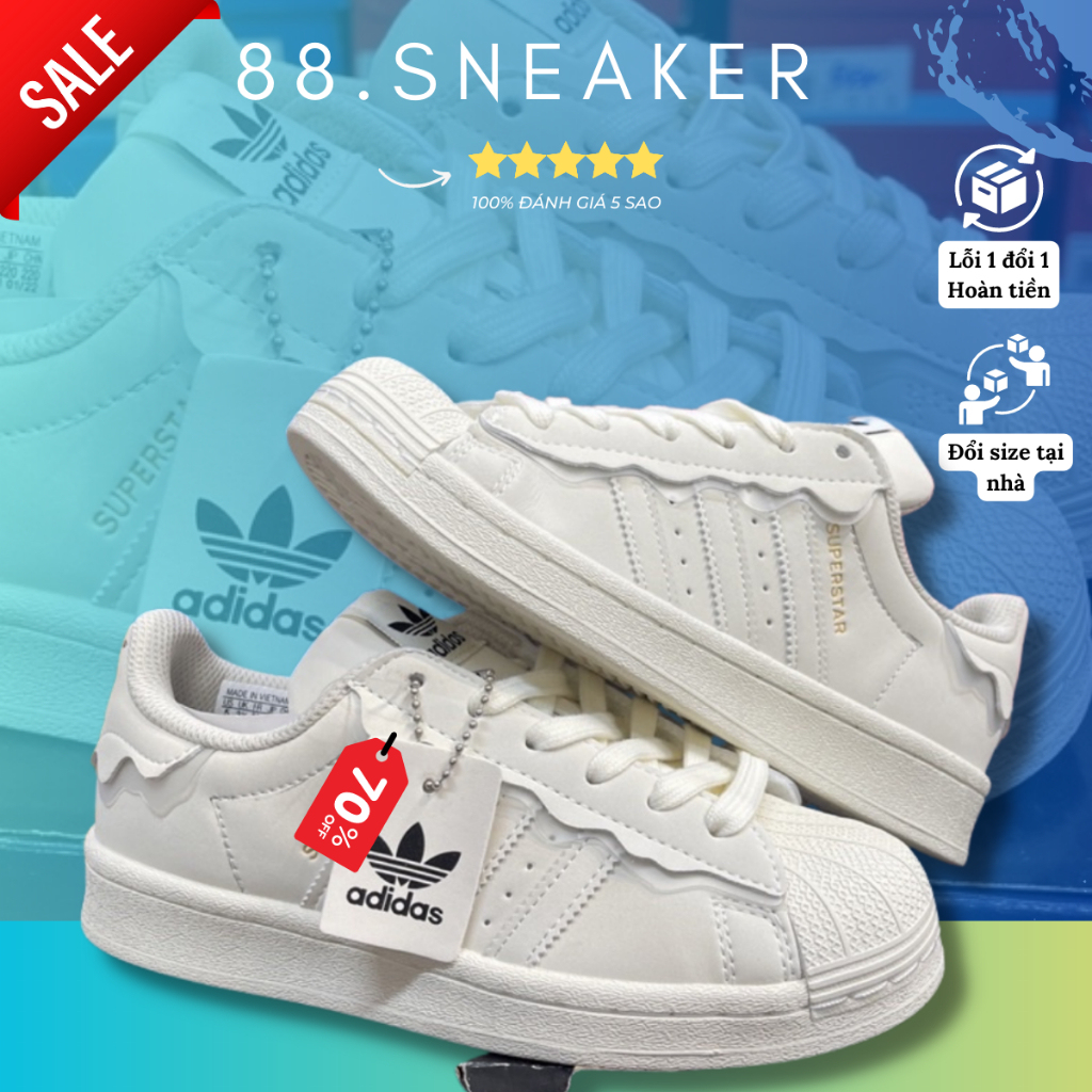 Giày Adidas Superstar Das Sò 3 Màu Kem, Hồng, Xanh, Giày thể thao Adidas Sò Trắng bản Cao Cấp cực hot 2023